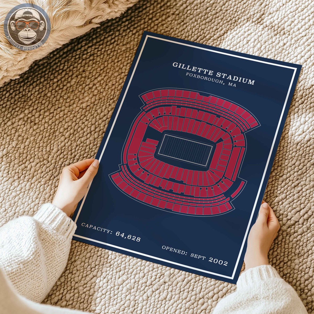 Gillette Stadium - Modern Border Print