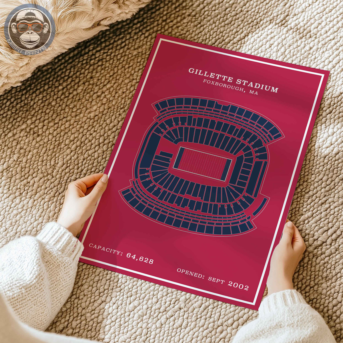 Gillette Stadium - Modern Border Print