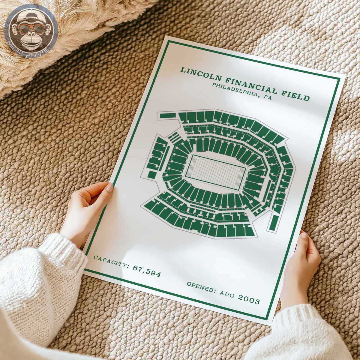 Lincoln Field Stadium - Modern Border Print