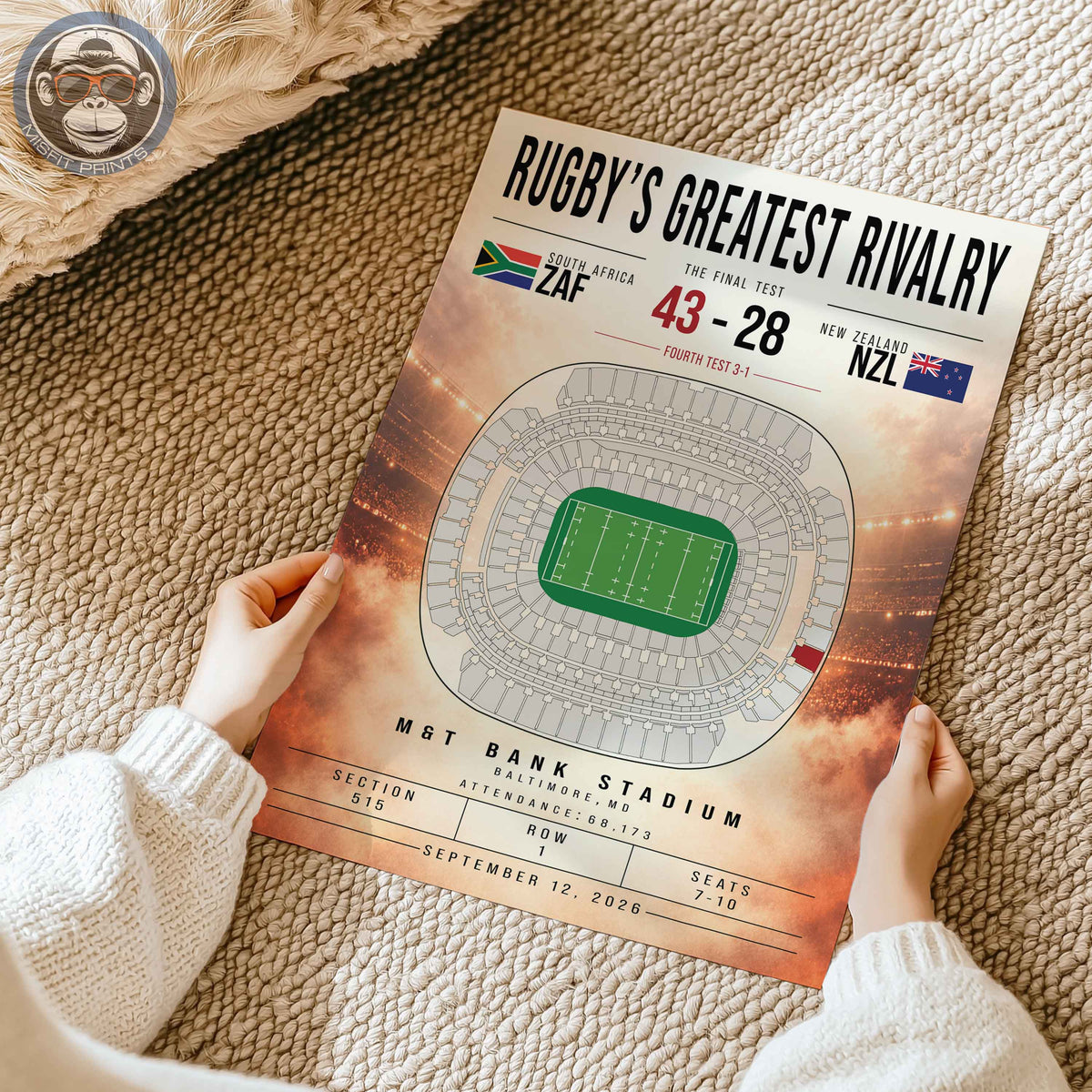 South Africa vs New Zealand Rugby Match Poster | M&T Bank Stadium
