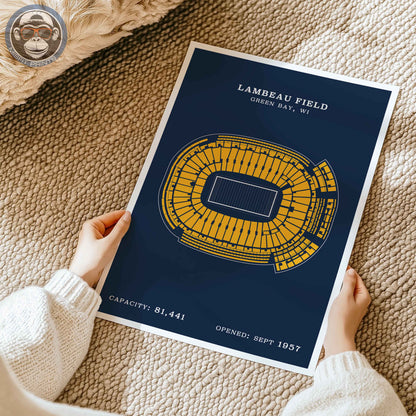 Lambeau Field Stadium - Border Print
