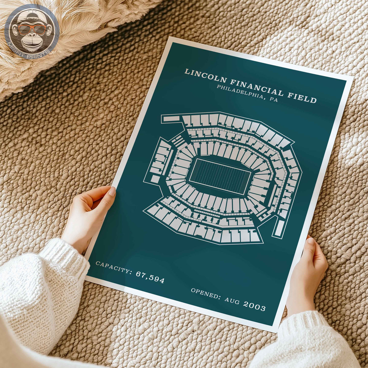 Lincoln Field Stadium - Border Print
