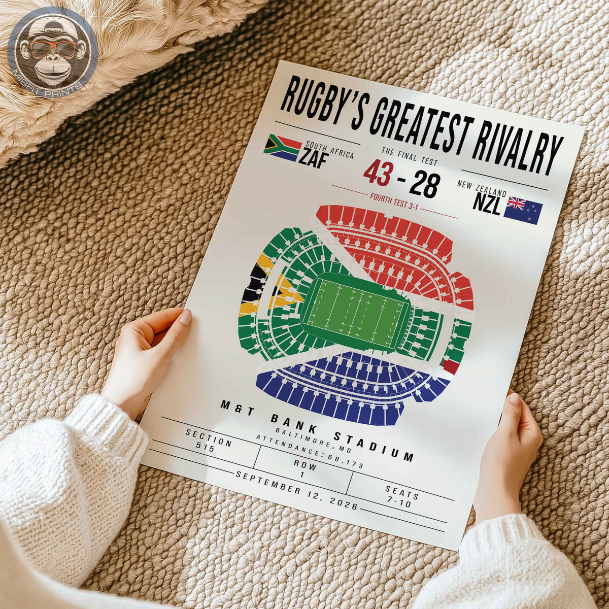 South Africa vs New Zealand Rugby Match Poster | M&T Bank Stadium