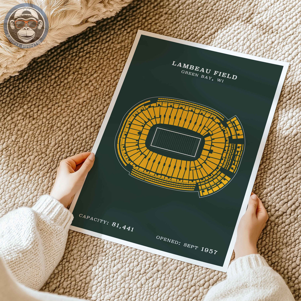 Lambeau Field Stadium - Border Print