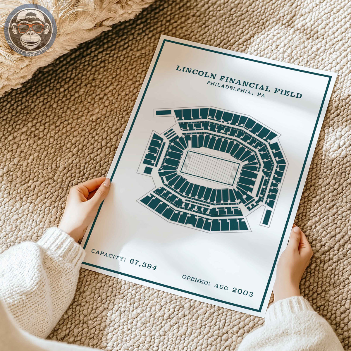 Lincoln Field Stadium - Modern Border Print