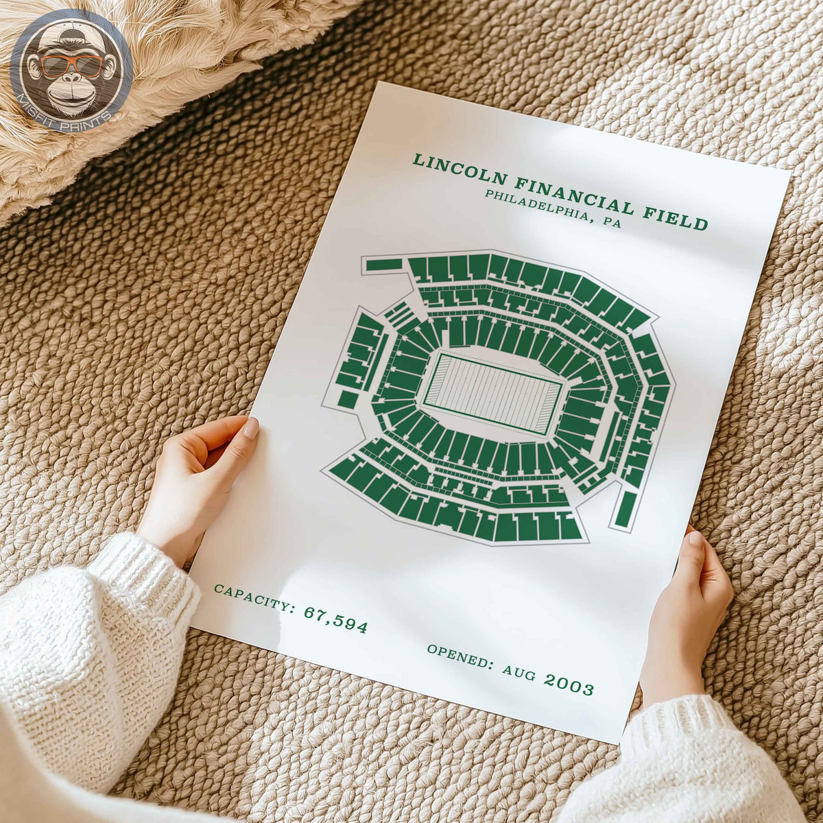 Lincoln Field Stadium - Border Print