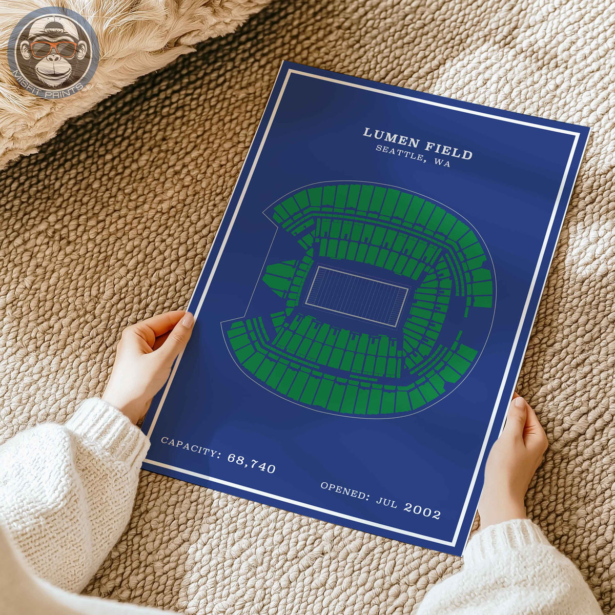 Lumen Field Stadium - Modern Border Print