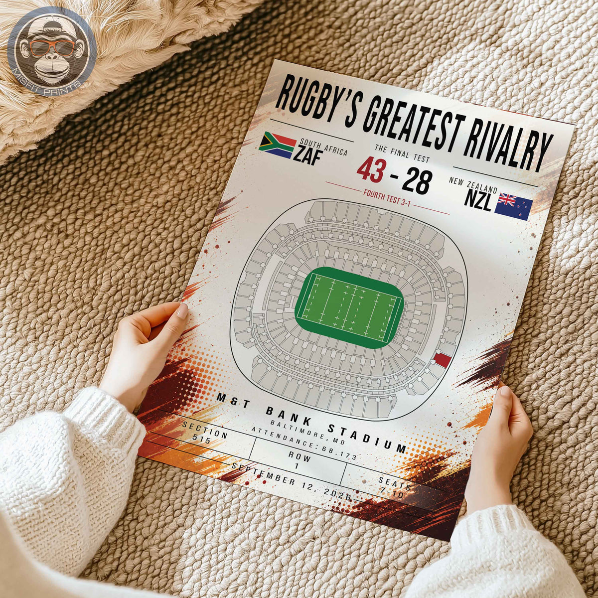 South Africa vs New Zealand Rugby Match Poster | M&T Bank Stadium