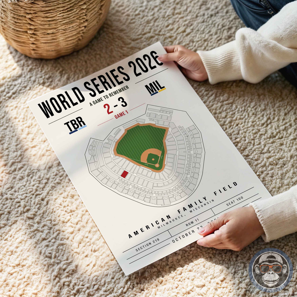 Custom World Series Baseball Seat Map Poster