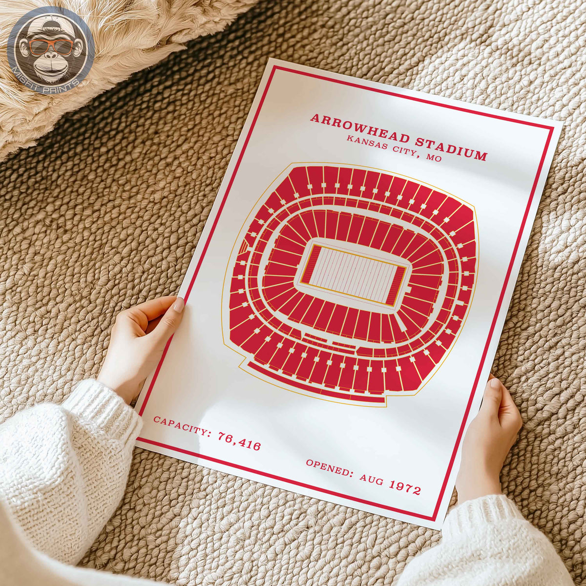 Arrowhead Stadium - Modern Border Print