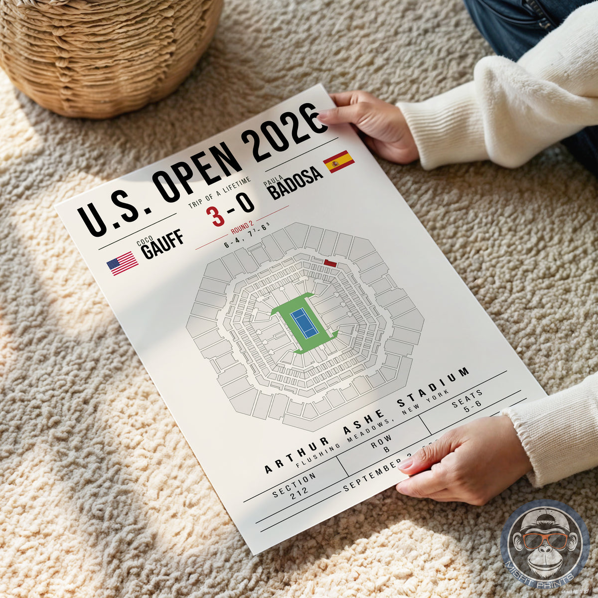 Custom US Open Tennis Stadium Seat Map Poster