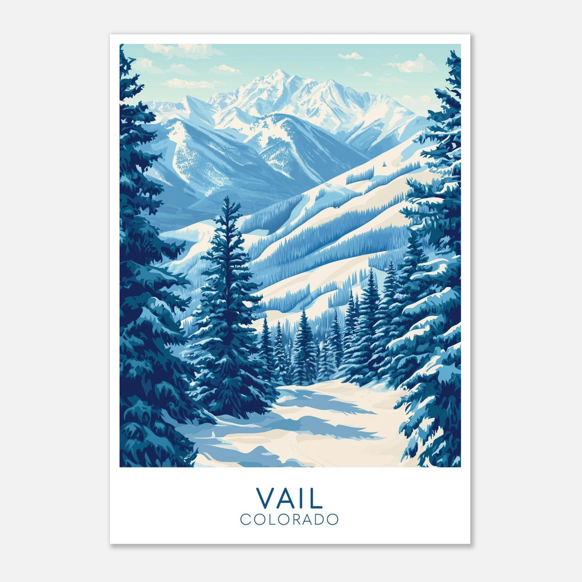 Vail Wall Poster | Vintage Colorado Travel Art Print, Vail Travel Post ...
