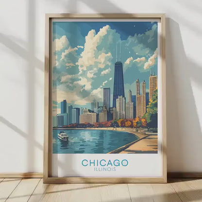 Chicago Cityscape Poster: Vintage Travel Print, Urban Architecture